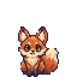 Uma raposa laranja em pixel art trotando no lugar